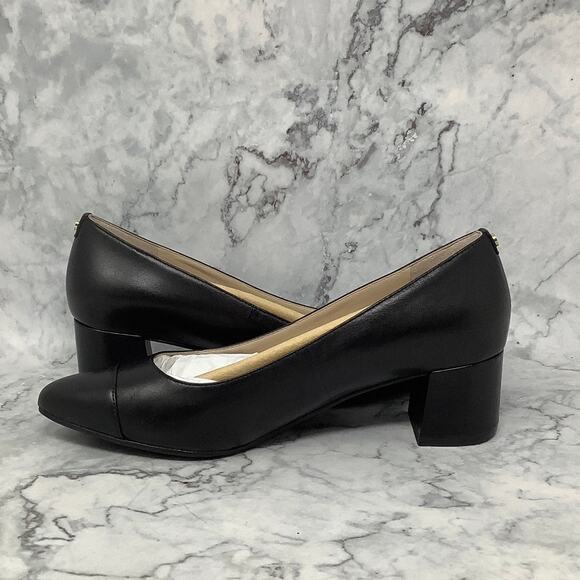 Cole Haan Women's 7B Black Leather The Go-To Block Heel Pump 45mm Slip On S1-15 - Picture 4 of 11